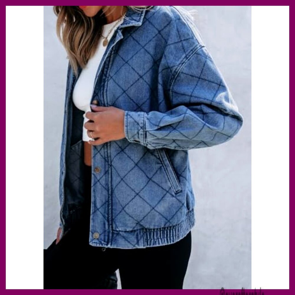Oversized Denim Jacket Shacket, Stretch Cotton Po… - image 3